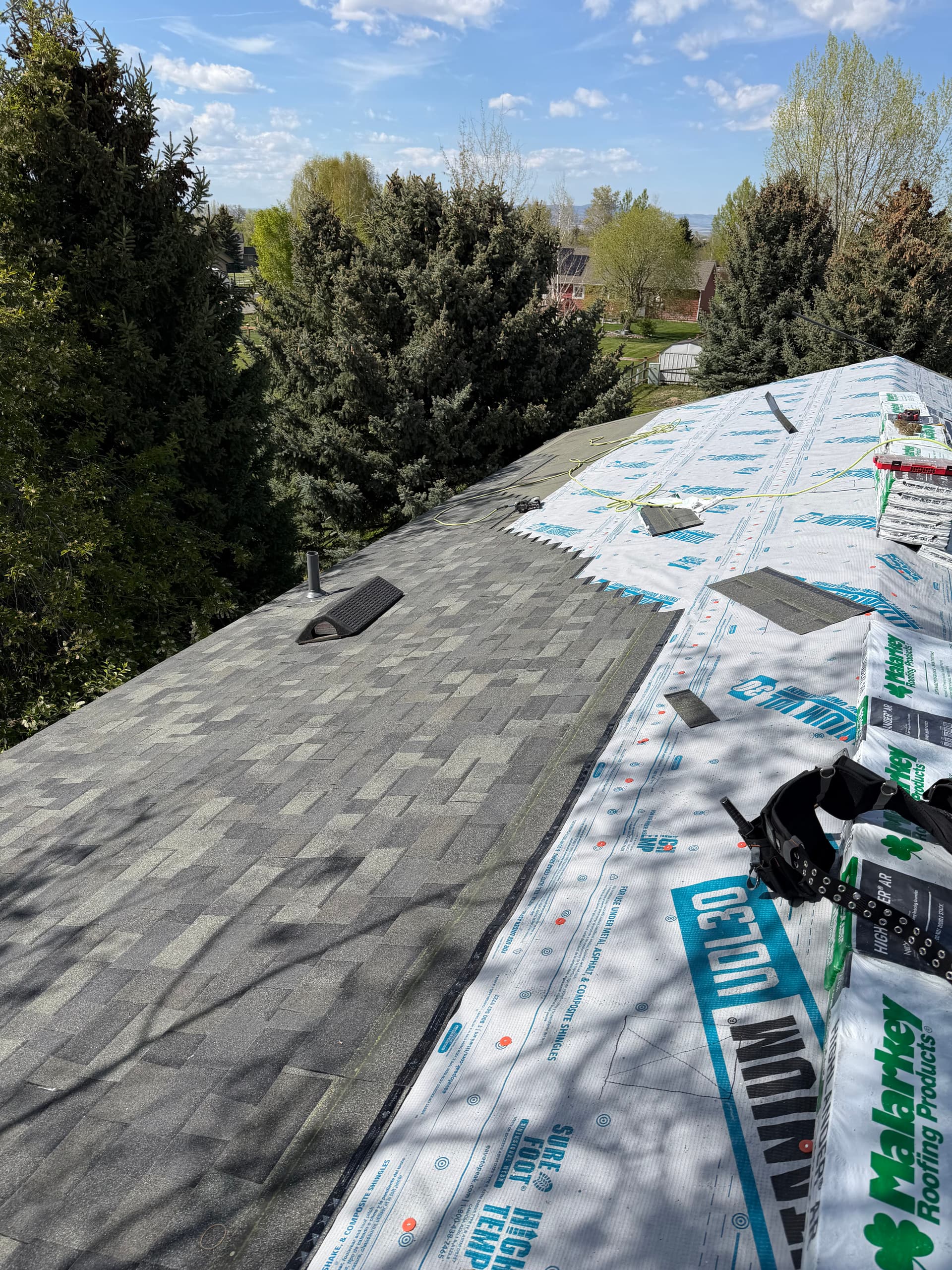 Gallery photos for Malarkey Highlander Storm Grey Roof Replacement in Progress: Image #1